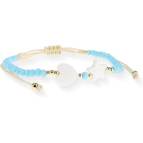 Agriajun Handmade Stone Beaded Love Heart Star Strand Bracelets for Women Girls, Cute Adjustable String Braided Boho Gold Beads Friendship Bracelets Holiday Prom Jewelry Gift in Kuwait