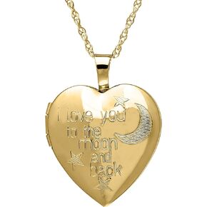 14k الذهب المنجد على شكل قلب مع نقش "I Love You to the Moon and Back" ، 18" in Saudi Arabia