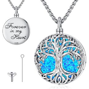LOOVE Jewelry Gifts - Tree of Life Necklace Sterling Silver Abalone Shell/Opal/Moonstone/Black Onyx/Turquoise/Malachite/Crystal Family Tree of Life Jewelry for Women Men