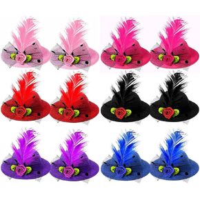 12 قطعة من قبعات حفلات الشاي الصغيرة للنساء، تصميم بمشبك، مشابك شعر رائعة للنساء والفتيات في 6 ألوان، قبعات حفلات الشاي للسيدات، مشابك شعر صغيرة in Kuwait