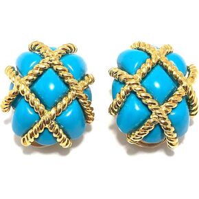 Kenneth Jay Lane, Gold Quilted Clip Earring, Choose: 7 Colors