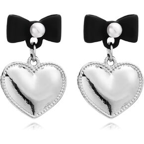 Double Heart Clip On Earrings for Women Trendy Love Heart Drop Dangle Earrings Minimalist No Piercing Clips Statement Earrings