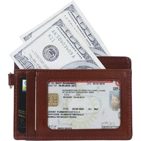 حامل بطاقات أنيق عادي من الجلد الطبيعي RFID يحجب محفظة بطاقات بمشبك مغناطيسي | تصميم نحيف للجيب الأمامي والخلفي | محفظة بطاقات الجودة | هدية مثالية للرجال in Saudi Arabia