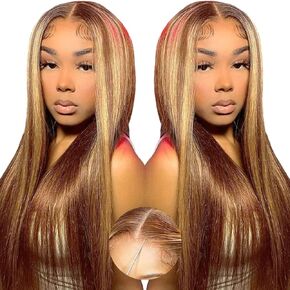 Afribye Ombre Lace Front Wig Human Hair Wear and Go Glueless Wigs Human Hair Pre Plucked Pre Cut Honey Blonde 5x5 HD Lace Closure Wigs Human Hair Straight Lace Front Wigs Human Hair 24 Inch in Saudi Arabia