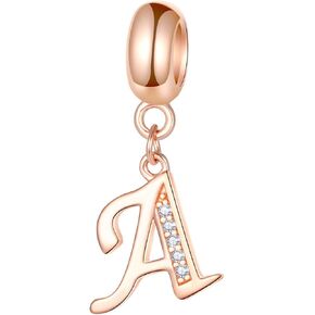EMOSTAR Letter Charms Initial A-Z Alphabet Beads, Rose Gold 925 Sterling Silver Dangle CZ Birthstone Pendant, Gifts for European Charm Bracelet/Mothers Day/Birthday in Kuwait