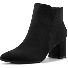 mysoft Women's Ankle Boots Chunky Block Low Heel Comfortable Pointed Toe Side V Cutout Dressy Office Booties with Zipper in Kuwait