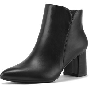 mysoft Women's Ankle Boots Chunky Block Low Heel Comfortable Pointed Toe Side V Cutout Dressy Office Booties with Zipper in Kuwait