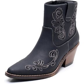 Blikcon Womens' Embroidery Western Ankle Cowgirl Boots