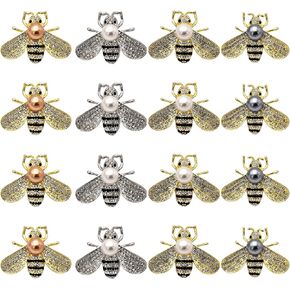 16 قطعة من دبابيس الزينة على شكل نحل العسل من جولدن فراولد، دبابيس كريستال بتصميم نحلة على شكل حشرة للنساء، معدن وخليط معدني in Kuwait