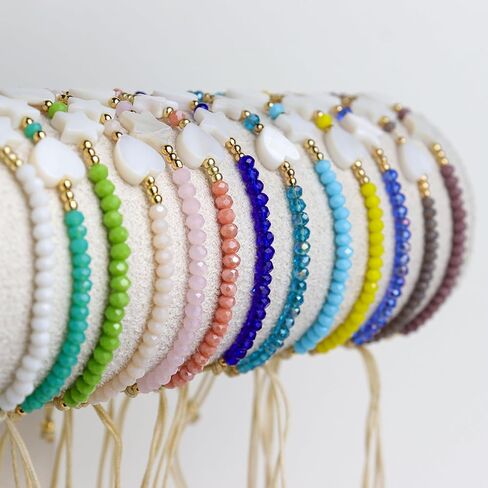 Agriajun Handmade Stone Beaded Love Heart Star Strand Bracelets for Women Girls, Cute Adjustable String Braided Boho Gold Beads Friendship Bracelets Holiday Prom Jewelry Gift in Kuwait