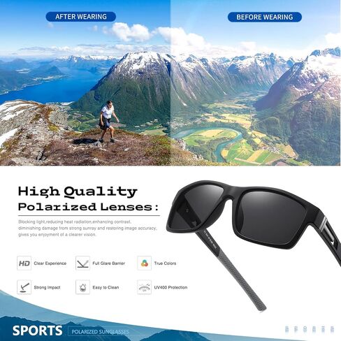 suoso Polarized Sports Sunglasses for Men: UV400 Protection Glasses Womens Wrap Around Goggles for Driving Fishing in Saudi Arabia
