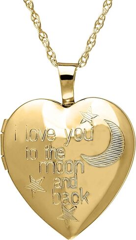 14k Gold-Filled Heart-Shaped Locket with "I Love You to the Moon and Back" Engraving, 18" in Saudi Arabia