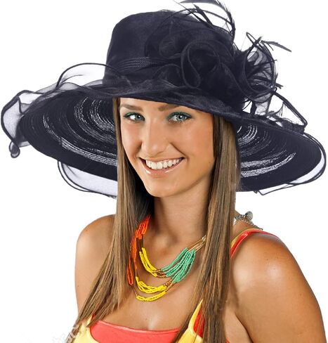 Womens Church Kentucky Derby Hat Wide Brim Tea Party Wedding Cap in Saudi Arabia