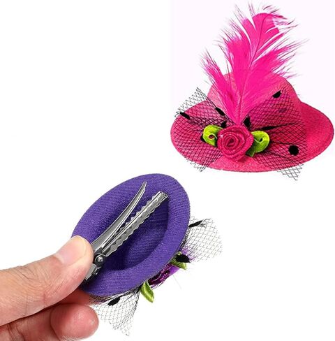 12 قطعة من قبعات حفلات الشاي الصغيرة للنساء، تصميم بمشبك، مشابك شعر رائعة للنساء والفتيات في 6 ألوان، قبعات حفلات الشاي للسيدات، مشابك شعر صغيرة in Kuwait