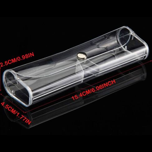 يايكواي حافظة نظارات شفافة مصنوعة من بلاستيك بي في سي مكونة من 5 قطع، صناديق صلبة شفافة بزر كبس للنساء والرجال، هدية للطلاب، شفافة، 15.4 × 2.5 × 4.5 سم/6.06 × 0.98 × 1.77 انش in Kuwait