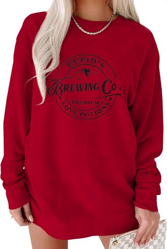 GLIGLITTR Valentine's Day Sweatshirt for Women Funny Leopard Love Heart Graphic Pullover Crewneck Long Sleeve Shirt Tops in Saudi Arabia