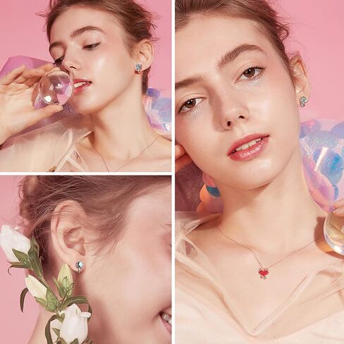 FUNRUN JEWELRY 10 أزواج لطيفة بمشبك على الأقراط للنساء والفتيات لا تسبب الحساسية على شكل قلب ونجمة فراشة وزهرة السلحفاة تشيكوسلوفاكيا أقراط مسمارية متعددة الألوان غير مثقوبة in Kuwait