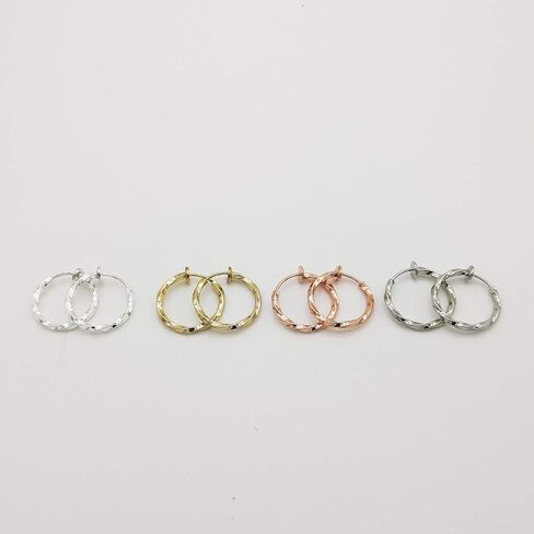 LAXPICOL Twisted Clip On Earrings 4PCS Different Color Gold Silver Black Rose 0.51IN/0.59IN/0.70IN/0.78IN Stainless Hoop Earrings Clip On Earrings for Women Girls No Piercing in Saudi Arabia