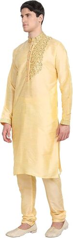 طقم بيجامة كورتا للرجال من SKAVIJ فستان حريري مطرز فني مقاس عادي in Kuwait