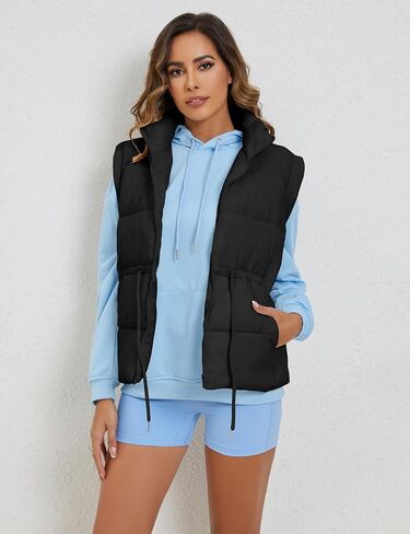 VAOYIU Womens Puffer Vest Adjustable Drawstring Waist Lightweight Quilted Zip Up Vest with Pockets in Saudi Arabia