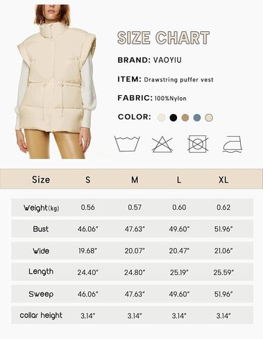 VAOYIU Womens Puffer Vest Adjustable Drawstring Waist Lightweight Quilted Zip Up Vest with Pockets in Saudi Arabia