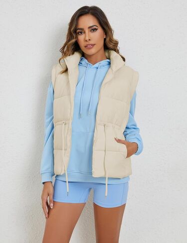 VAOYIU Womens Puffer Vest Adjustable Drawstring Waist Lightweight Quilted Zip Up Vest with Pockets in Saudi Arabia