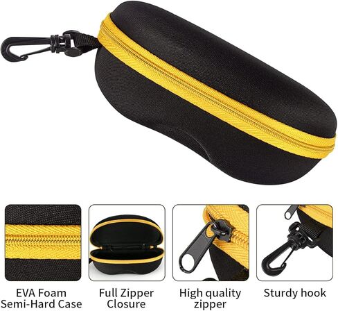 FF1 Zipper Shell Sunglasses Glasses Case with Belt Loop, Clip, Plastic Carabiner Hook in Saudi Arabia