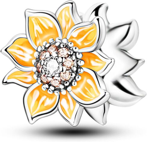 NUJIFFY 925 Sterling Silver Charms Beads for Bracelets & Necklaces, Sunflower Diamond Pendants, Retro Lucky Charm for Bracelets, Cool Cute Birthday Graduation Gifts Jewelry for Women Men Girls Boys Teen in Saudi Arabia