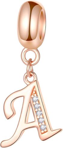 EMOSTAR Letter Charms Initial A-Z Alphabet Beads, Rose Gold 925 Sterling Silver Dangle CZ Birthstone Pendant, Gifts for European Charm Bracelet/Mothers Day/Birthday in Kuwait