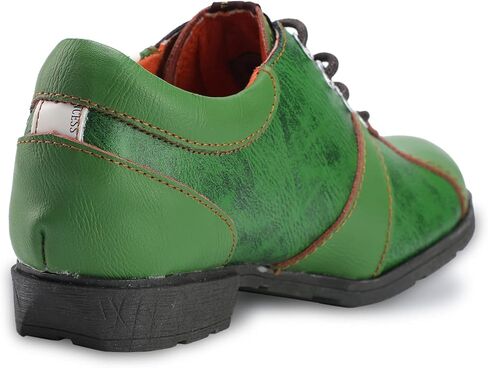 TMA EYES Stylish Women's Lace-Up Flat Shoes - Genuine Leather with Unique Alphabet and Number Decorations in Kuwait