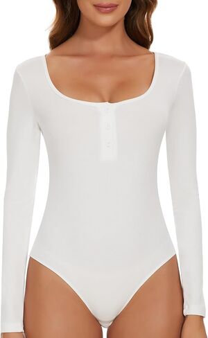 تيشيرت نسائي من SLIMBELLE بأكمام طويلة ورقبة هينلي مثيرة للجسم ومناسب بشكل نحيف in Kuwait