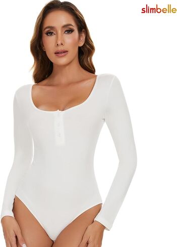 تيشيرت نسائي من SLIMBELLE بأكمام طويلة ورقبة هينلي مثيرة للجسم ومناسب بشكل نحيف in Kuwait