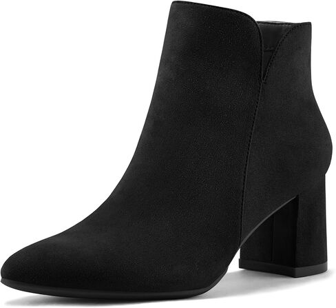 mysoft Women's Ankle Boots Chunky Block Low Heel Comfortable Pointed Toe Side V Cutout Dressy Office Booties with Zipper in Kuwait