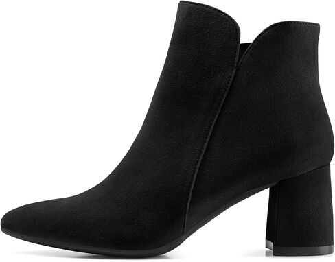 mysoft Women's Ankle Boots Chunky Block Low Heel Comfortable Pointed Toe Side V Cutout Dressy Office Booties with Zipper in Kuwait