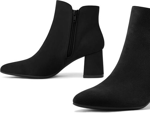mysoft Women's Ankle Boots Chunky Block Low Heel Comfortable Pointed Toe Side V Cutout Dressy Office Booties with Zipper in Kuwait