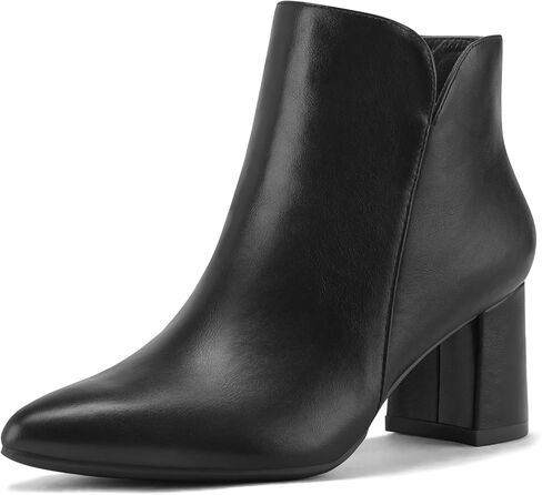 mysoft Women's Ankle Boots Chunky Block Low Heel Comfortable Pointed Toe Side V Cutout Dressy Office Booties with Zipper in Kuwait