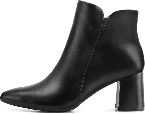 mysoft Women's Ankle Boots Chunky Block Low Heel Comfortable Pointed Toe Side V Cutout Dressy Office Booties with Zipper in Kuwait