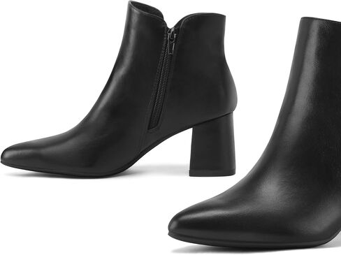 mysoft Women's Ankle Boots Chunky Block Low Heel Comfortable Pointed Toe Side V Cutout Dressy Office Booties with Zipper in Kuwait