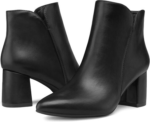 mysoft Women's Ankle Boots Chunky Block Low Heel Comfortable Pointed Toe Side V Cutout Dressy Office Booties with Zipper in Kuwait