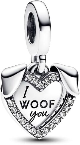 Pandora Heart & Dog Double Dangle Charm, With Gift Box in Saudi Arabia