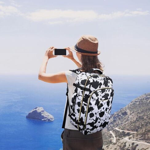 حقيبة ظهر للسفر للنساء/الرجال، مقاومة للماء مع حجرة للكمبيوتر المحمول، حقيبة ظهر شخصية لأساسيات السفر للسفر، والمشي لمسافات طويلة للعمل، وغير رسمية، وصالة الألعاب الرياضية (أسود) in Kuwait