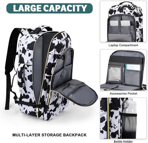 حقيبة ظهر للسفر للنساء/الرجال، مقاومة للماء مع حجرة للكمبيوتر المحمول، حقيبة ظهر شخصية لأساسيات السفر للسفر، والمشي لمسافات طويلة للعمل، وغير رسمية، وصالة الألعاب الرياضية (أسود) in Kuwait