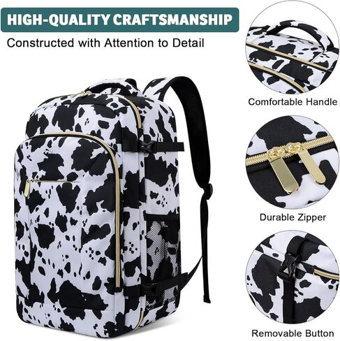 حقيبة ظهر للسفر للنساء/الرجال، مقاومة للماء مع حجرة للكمبيوتر المحمول، حقيبة ظهر شخصية لأساسيات السفر للسفر، والمشي لمسافات طويلة للعمل، وغير رسمية، وصالة الألعاب الرياضية (أسود) in Kuwait