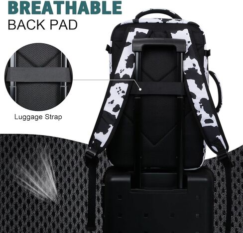 حقيبة ظهر للسفر للنساء/الرجال، مقاومة للماء مع حجرة للكمبيوتر المحمول، حقيبة ظهر شخصية لأساسيات السفر للسفر، والمشي لمسافات طويلة للعمل، وغير رسمية، وصالة الألعاب الرياضية (أسود) in Kuwait