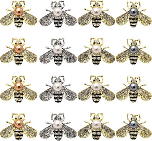 16 قطعة من دبابيس الزينة على شكل نحل العسل من جولدن فراولد، دبابيس كريستال بتصميم نحلة على شكل حشرة للنساء، معدن وخليط معدني in Kuwait