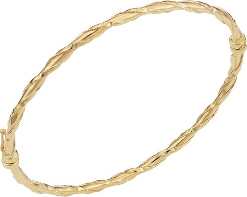 Kooljewelry 10k Yellow Gold Hammered Finish Wrap Around on High Polish Bangle Bracelet in Saudi Arabia