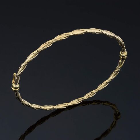 Kooljewelry 10k Yellow Gold Hammered Finish Wrap Around on High Polish Bangle Bracelet in Saudi Arabia