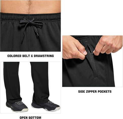 FEDTOSING بنطال رياضي للرجال خفيف الوزن شبكي مفتوح من الأسفل فضفاض مناسب للتمرين مع جيوب in Kuwait