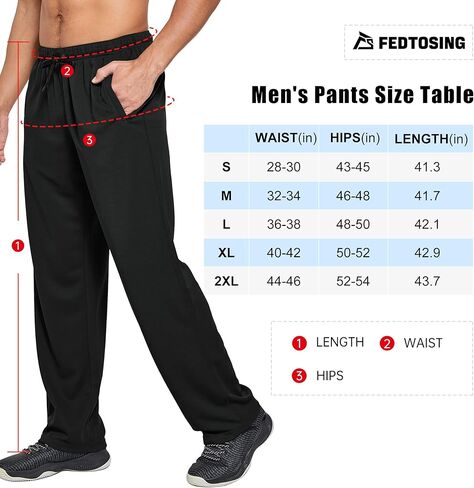 FEDTOSING بنطال رياضي للرجال خفيف الوزن شبكي مفتوح من الأسفل فضفاض مناسب للتمرين مع جيوب in Kuwait
