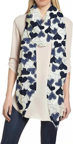 Lina & Lily Love Heart Print Women's Scarf Shawl Wrap Lightweight Valentine's Day in Saudi Arabia